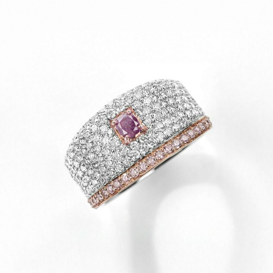 ピンクダイヤモンド0.22ct0.24ctK18WGK18PGリング1.22ctダイヤ付(GIAダイヤモンド鑑定書付)