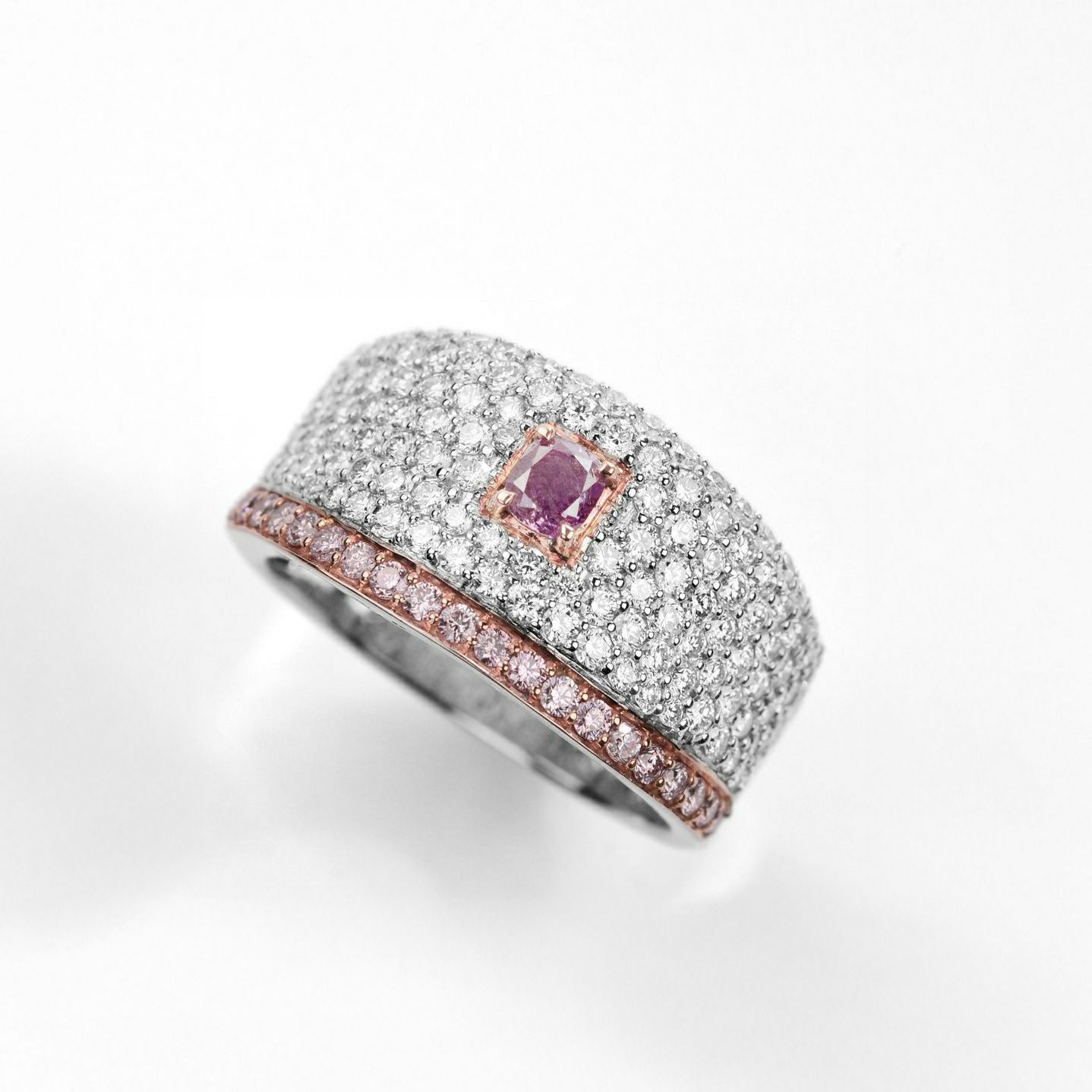 ピンクダイヤモンド0.22ct0.24ctK18WGK18PGリング1.22ctダイヤ付(GIAダイヤモンド鑑定書付)