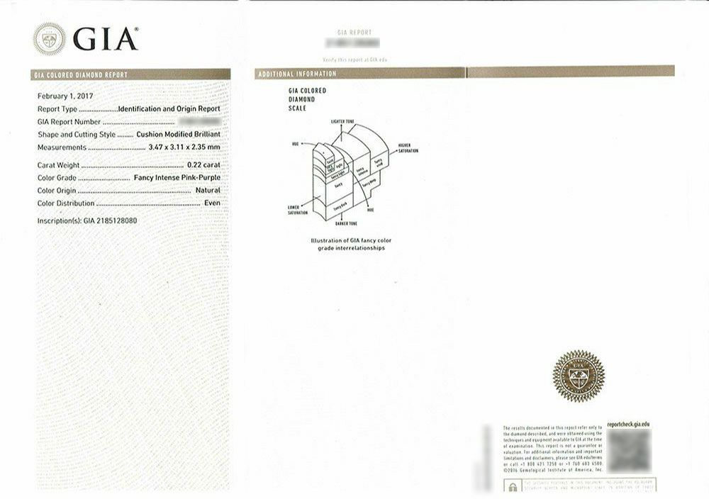 GIAピンクダイヤモンド鑑定書