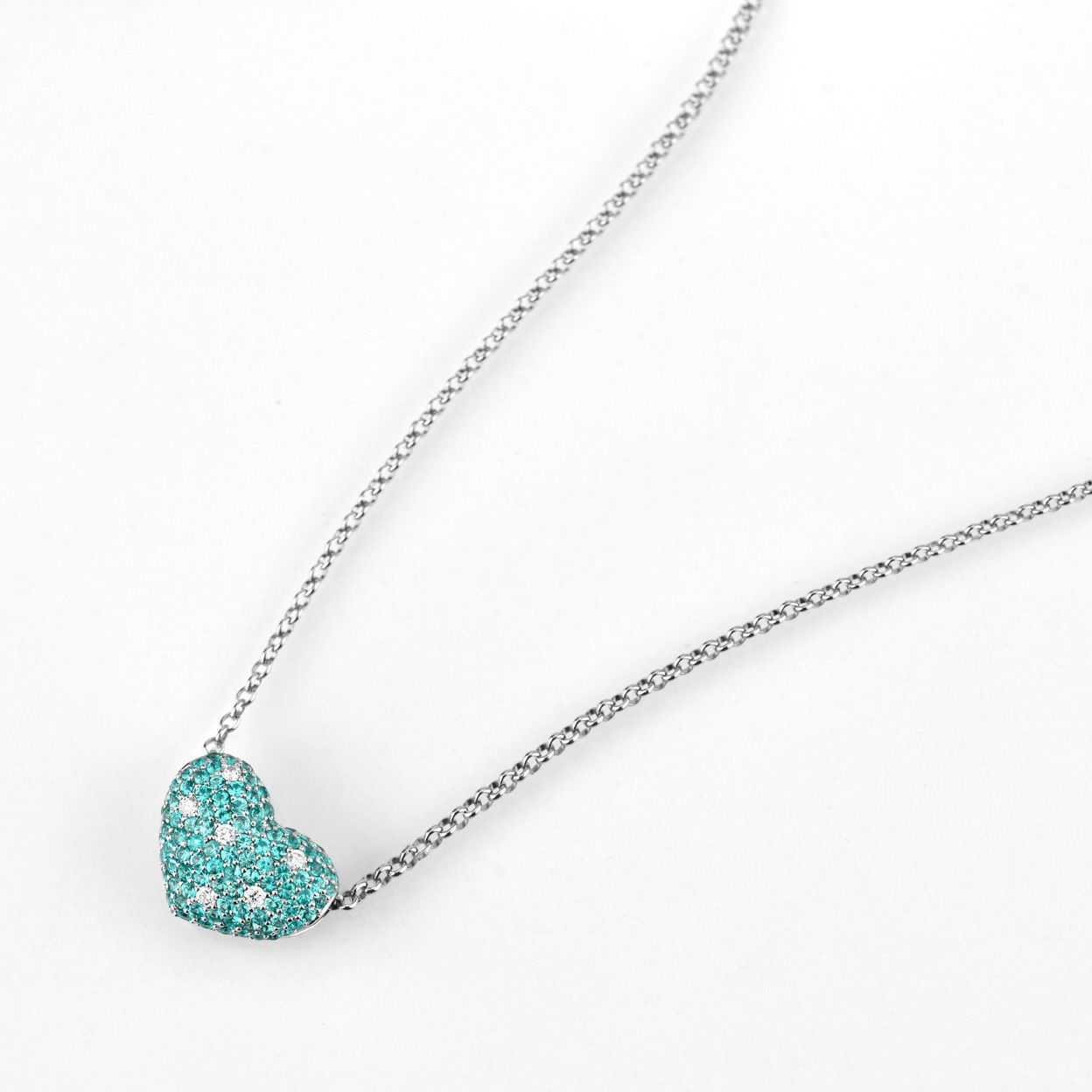 パライバトルマリン0.88ctプラチナネックレス0.10ctダイヤ付