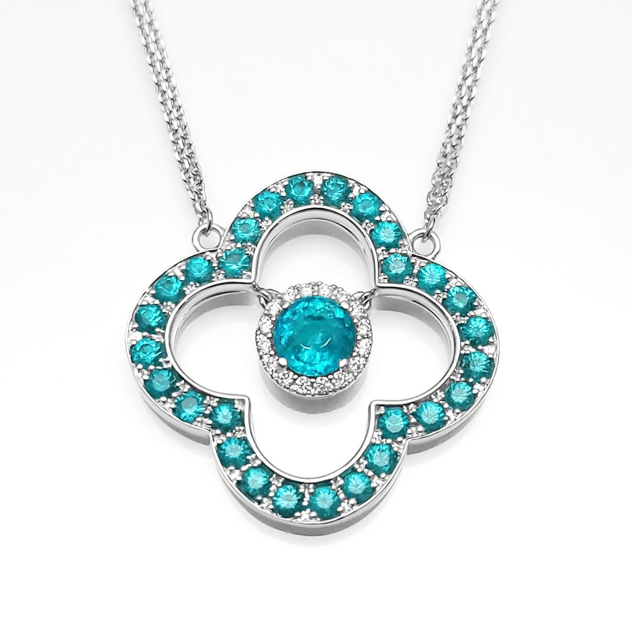 パライバトルマリン0.665ctプラチナネックレスパライバトルマリン0.93ctダイヤ0.10ct付(日独研究所宝石鑑別書付)