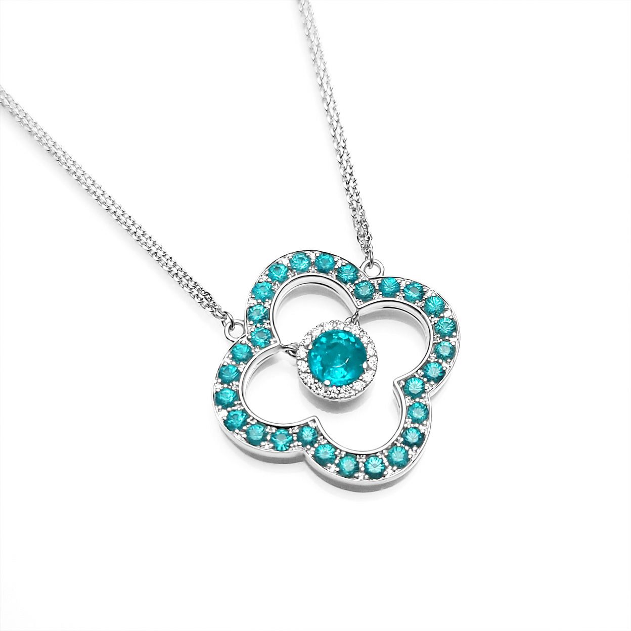 パライバトルマリン0.665ctプラチナネックレスパライバトルマリン0.93ctダイヤ0.10ct付(日独研究所宝石鑑別書付)