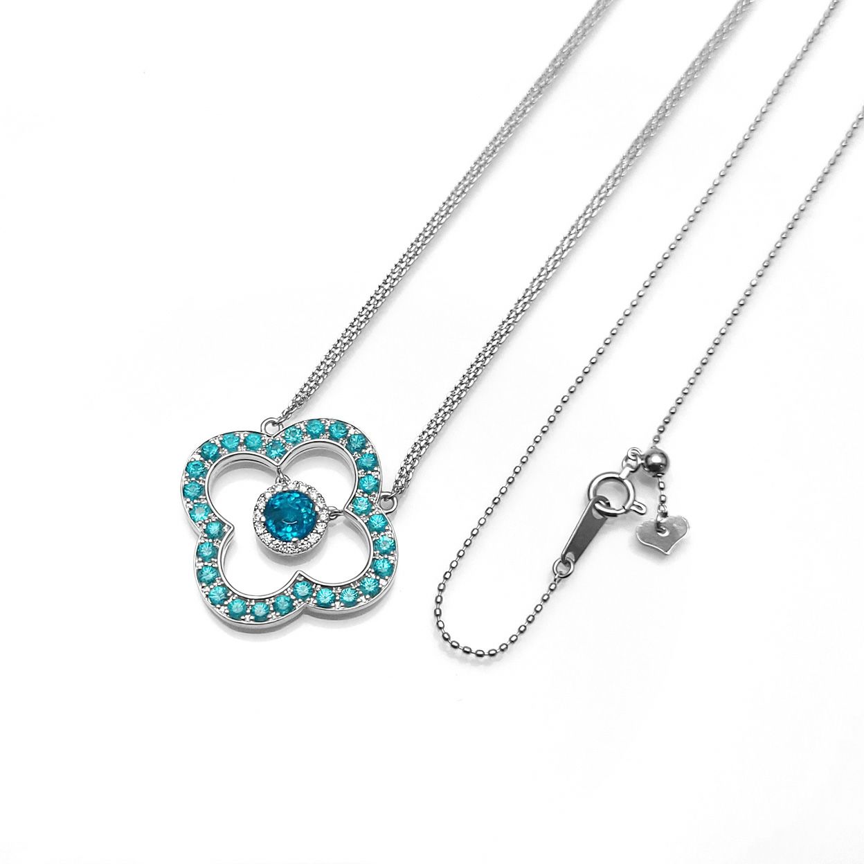 パライバトルマリン0.665ctプラチナネックレスパライバトルマリン0.93ctダイヤ0.10ct付(日独研究所宝石鑑別書付)