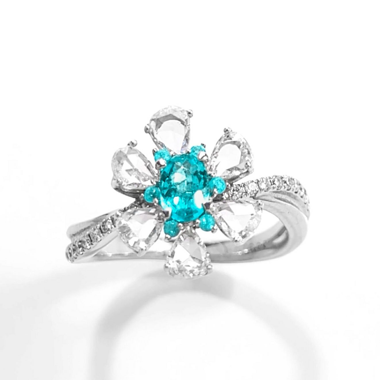 パライバトルマリン0.315ct ダイヤセッティングプラチナリング
