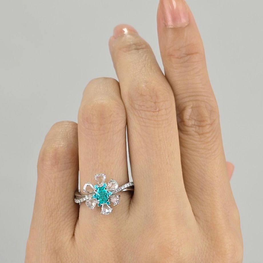 ブラジル産パライバトルマリン0.32ct0.06ctプラチリングダイヤ1.30ct(GIA宝石鑑別書付)