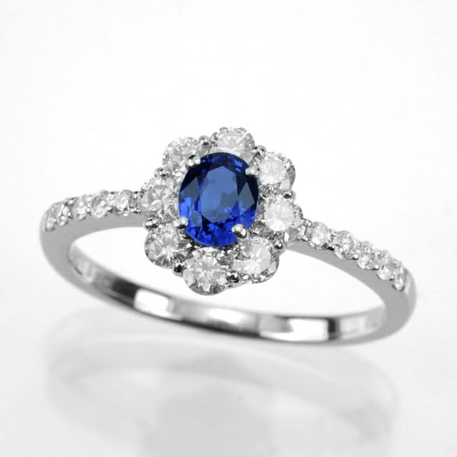  コーンフラワーブルーサファイア0.47ctプラチナリングダイヤ0.60ct付 (AIGS宝石鑑別書付)