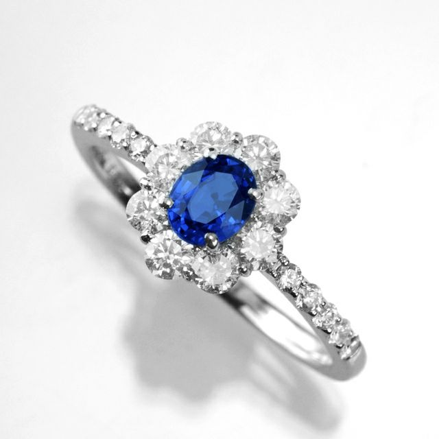  コーンフラワーブルーサファイア0.47ctプラチナリングダイヤ0.60ct付 (AIGS宝石鑑別書付)