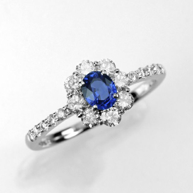  コーンフラワーブルーサファイア0.47ctプラチナリングダイヤ0.60ct付 (AIGS宝石鑑別書付)