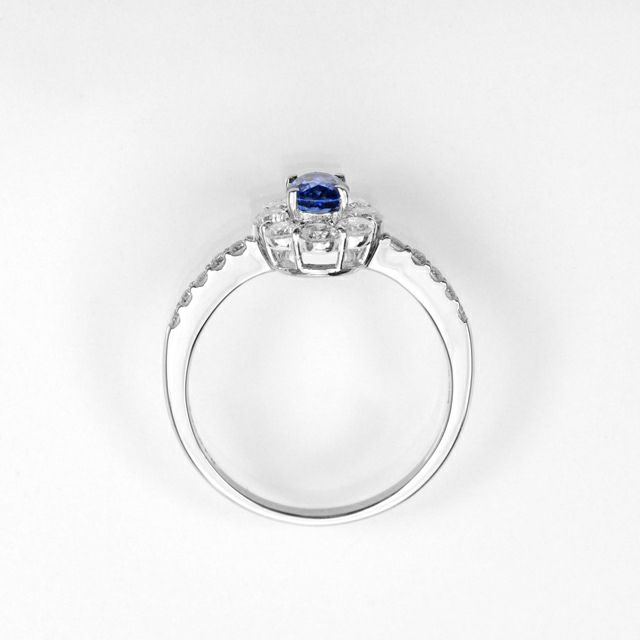  コーンフラワーブルーサファイア0.47ctプラチナリングダイヤ0.60ct付 (AIGS宝石鑑別書付)