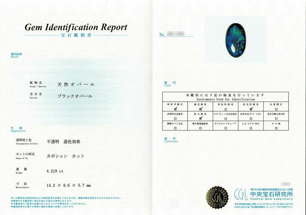 ブラックオパール4.21ct(中央宝石研究所宝石鑑別書付) | ユアエメラルド