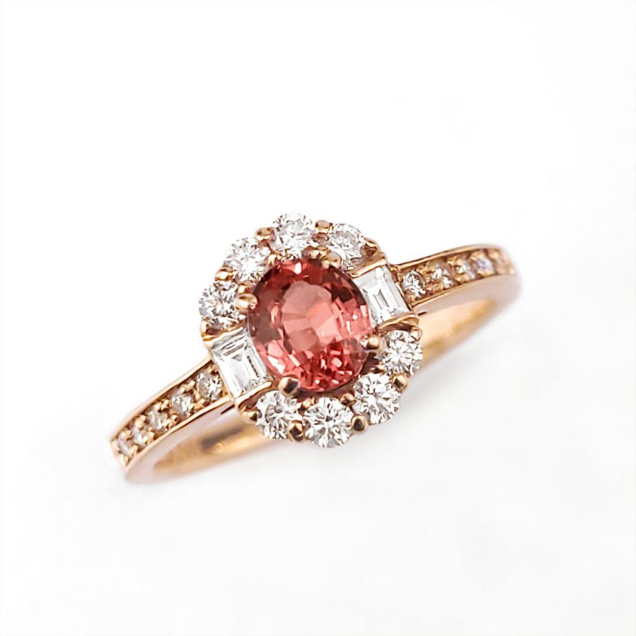 非加熱パパラチャサファイア0.68ctピンクゴールドリングダイヤ0.46ct付(GIA宝石鑑別書付)