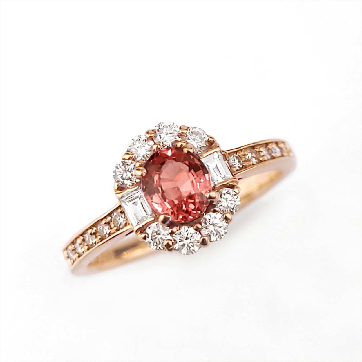 非加熱パパラチャサファイア0.68ctピンクゴールドリングダイヤ0.46ct付(GIA宝石鑑別書付)