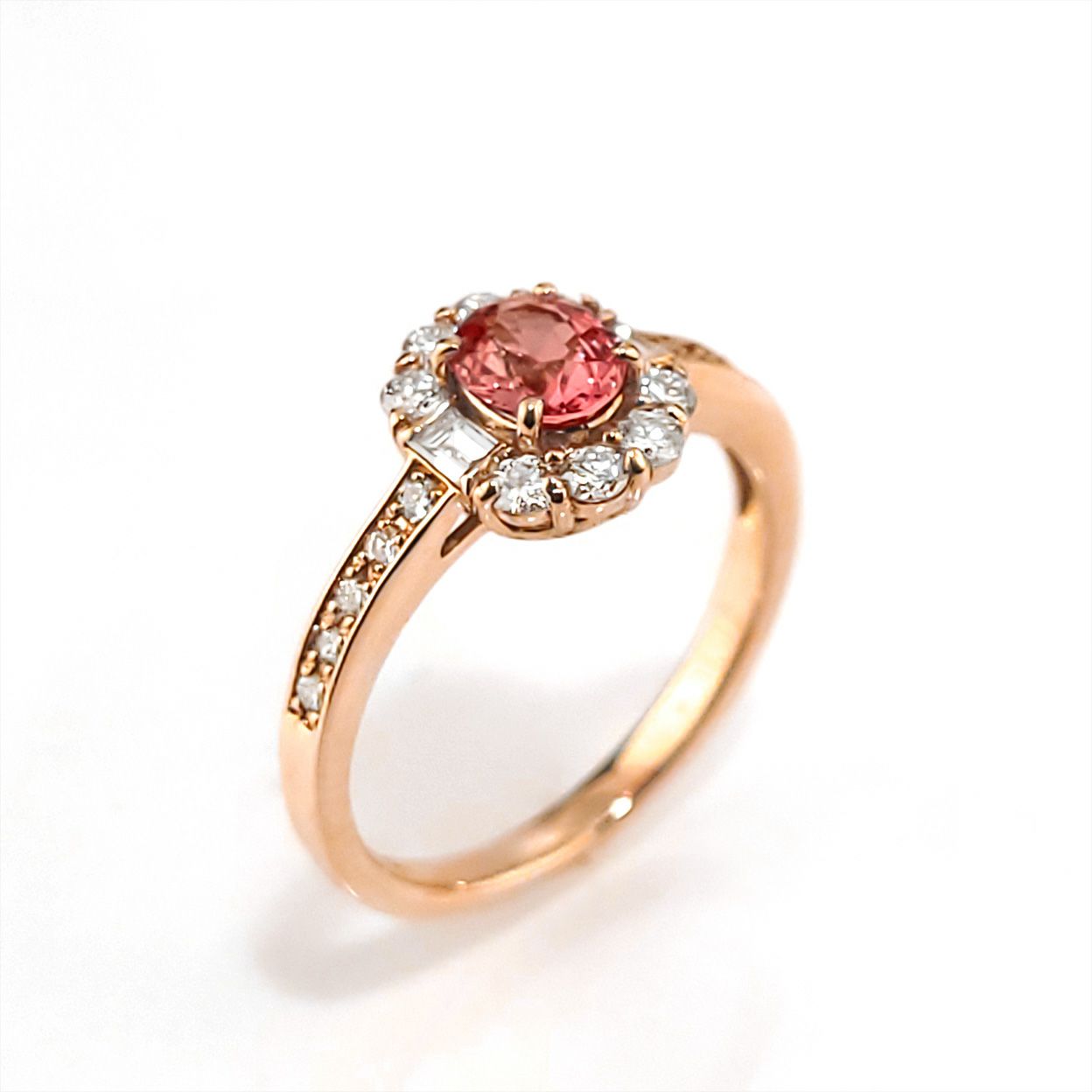 非加熱パパラチャサファイア0.68ctピンクゴールドリングダイヤ0.46ct付(GIA宝石鑑別書付)