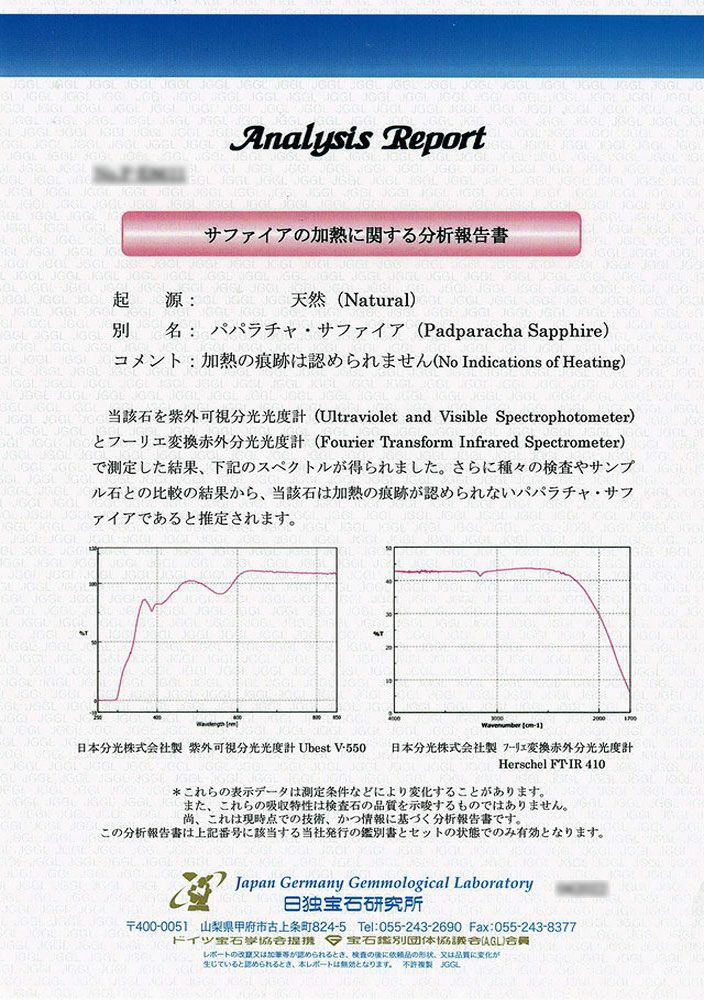 日独宝石研究所宝石鑑別書