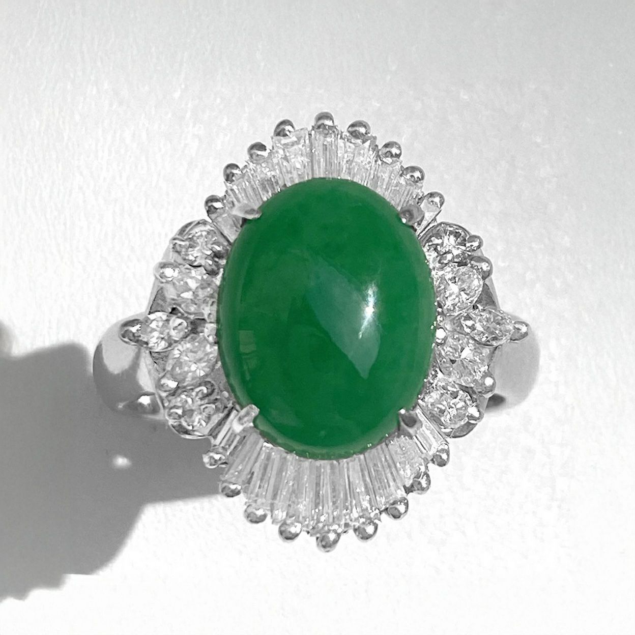 ひすい4.45ctプラチナリングダイヤ0.83ct付