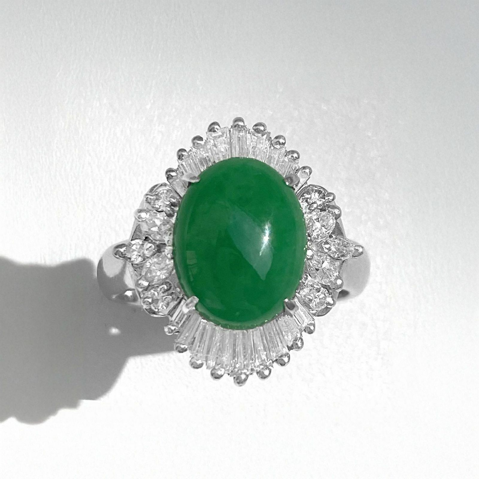 ひすい4.45ctプラチナリングダイヤ0.83ct付