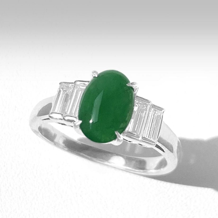 お値下げ中 翡翠 プラチナ ダイヤ リング Pt900 プラチナ 翡翠 1.16ct ダイヤモンド 0.33ct 指輪