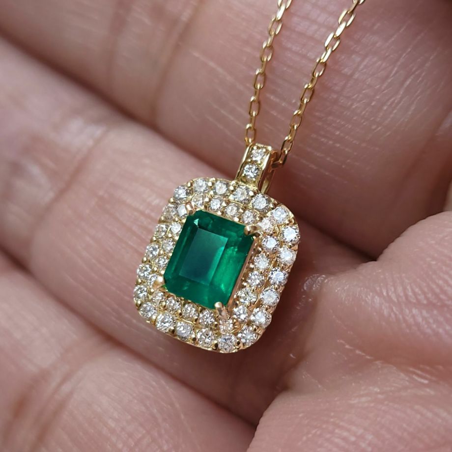 最高品質0.36ct エメラルド 0.47ctダイヤ K18 YG リング 鑑別GRACELACE