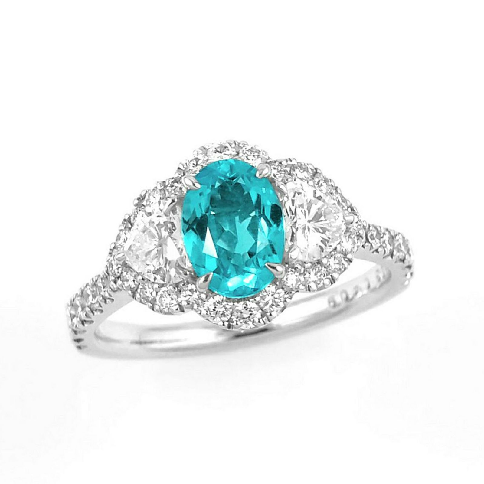 ブラジル産バターリャ鉱山パライバトルマリン0.95ctプラチナリングダイヤ1.01ct付(GIA宝石鑑別書付)