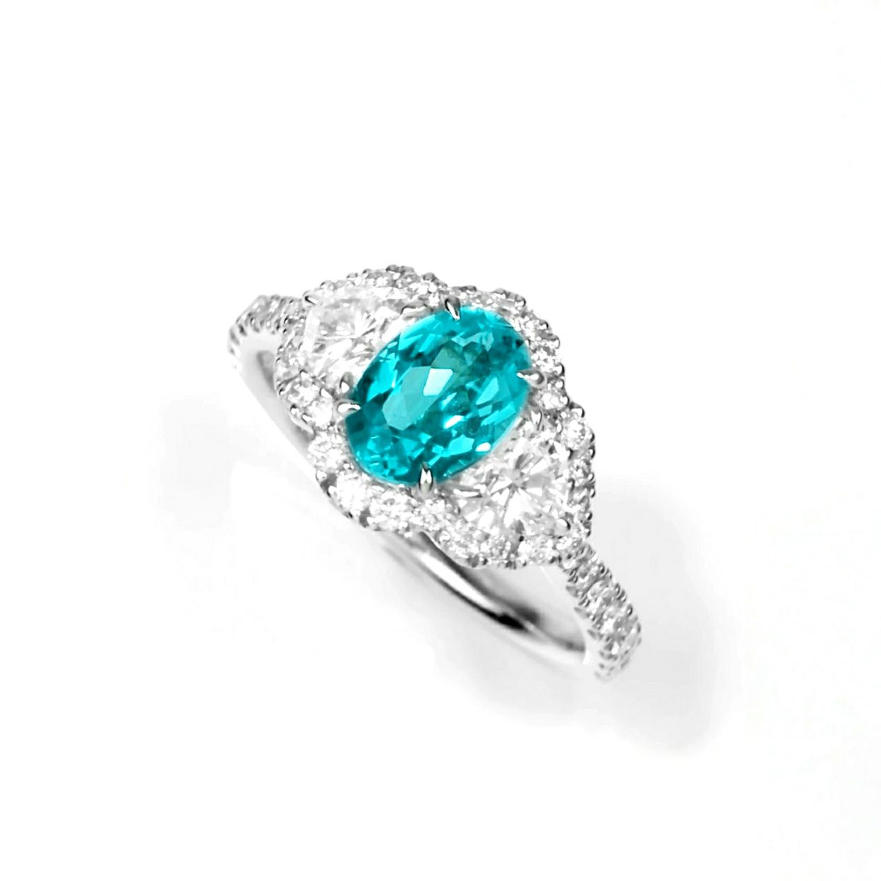 ブラジル産バターリャ鉱山パライバトルマリン0.95ctプラチナリングダイヤ1.01ct付(GIA宝石鑑別書付)