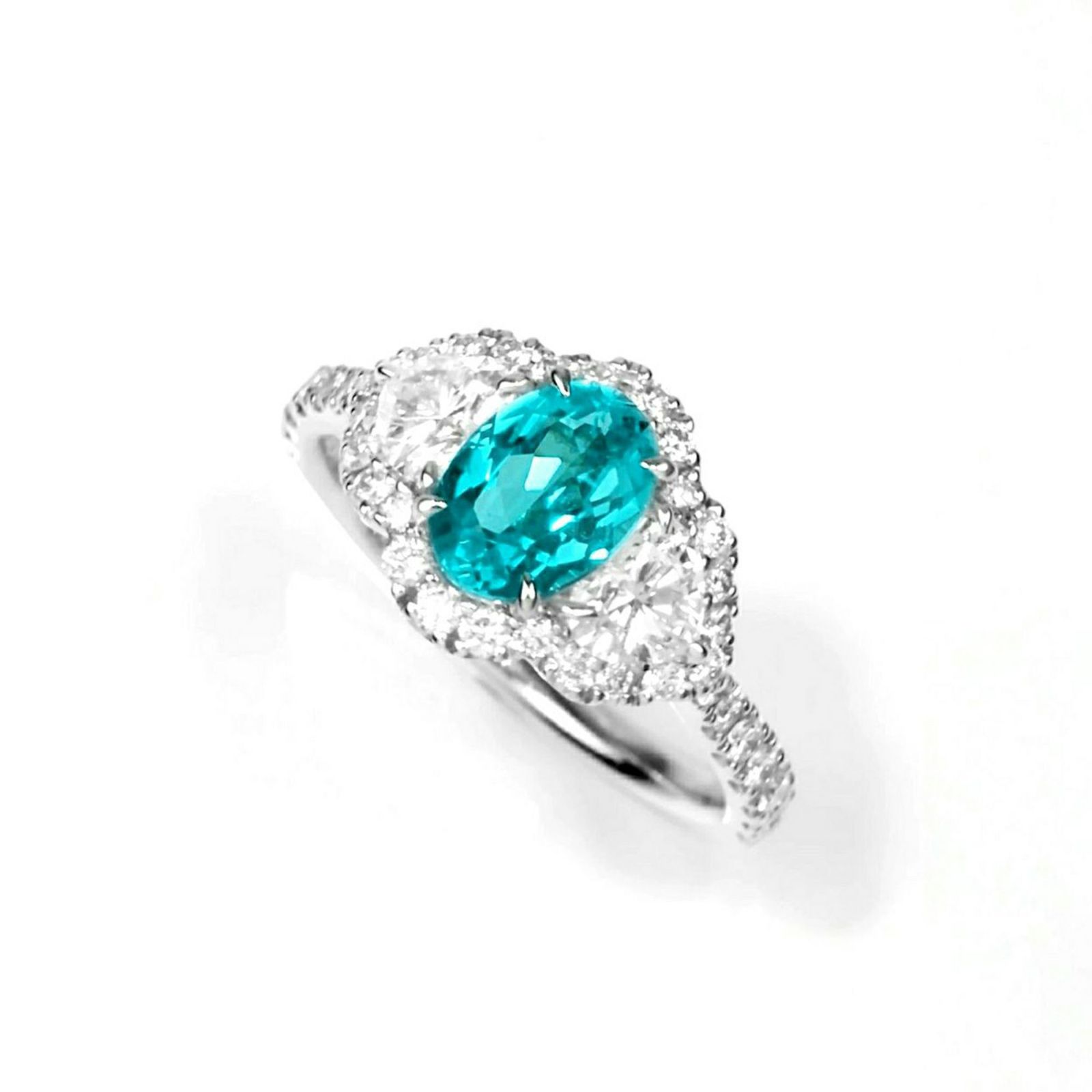 ブラジル産バターリャ鉱山パライバトルマリン0.95ctプラチナリングダイヤ1.01ct付(GIA宝石鑑別書付)