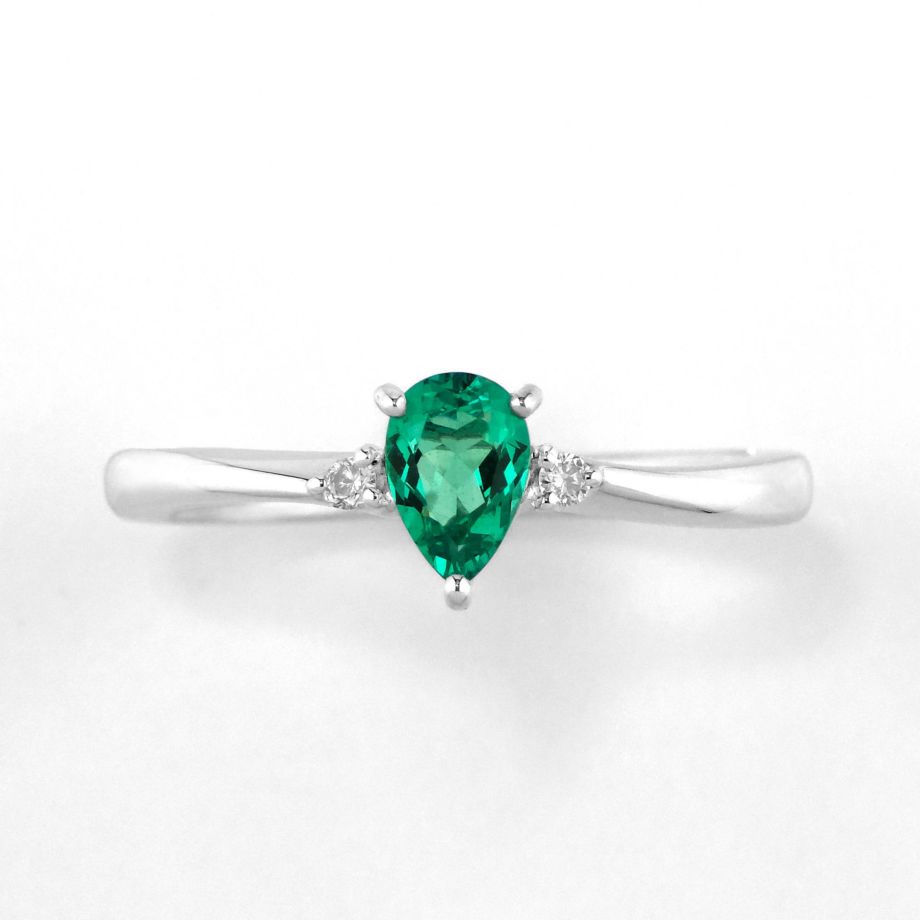 コロンビア産無処理エメラルド(ノンオイル)0.34ctプラチナリングダイヤ0.03ct付(GIA宝石鑑別書付)