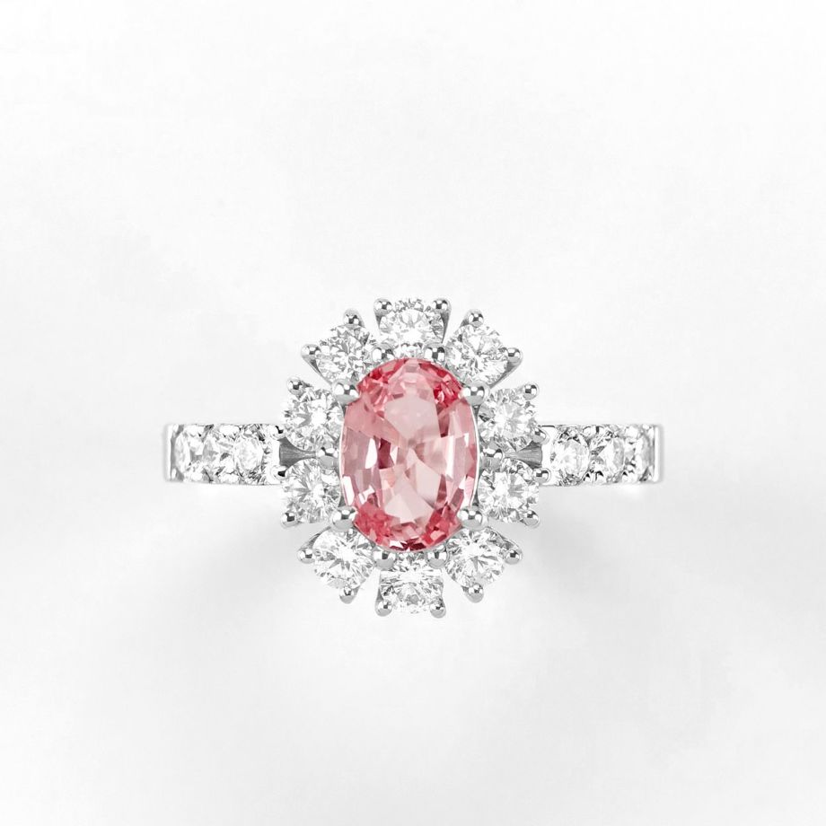 非加熱パパラチャサファイア1.11ctプラチナリングダイヤ0.93ct付(GRS宝石鑑別書付)