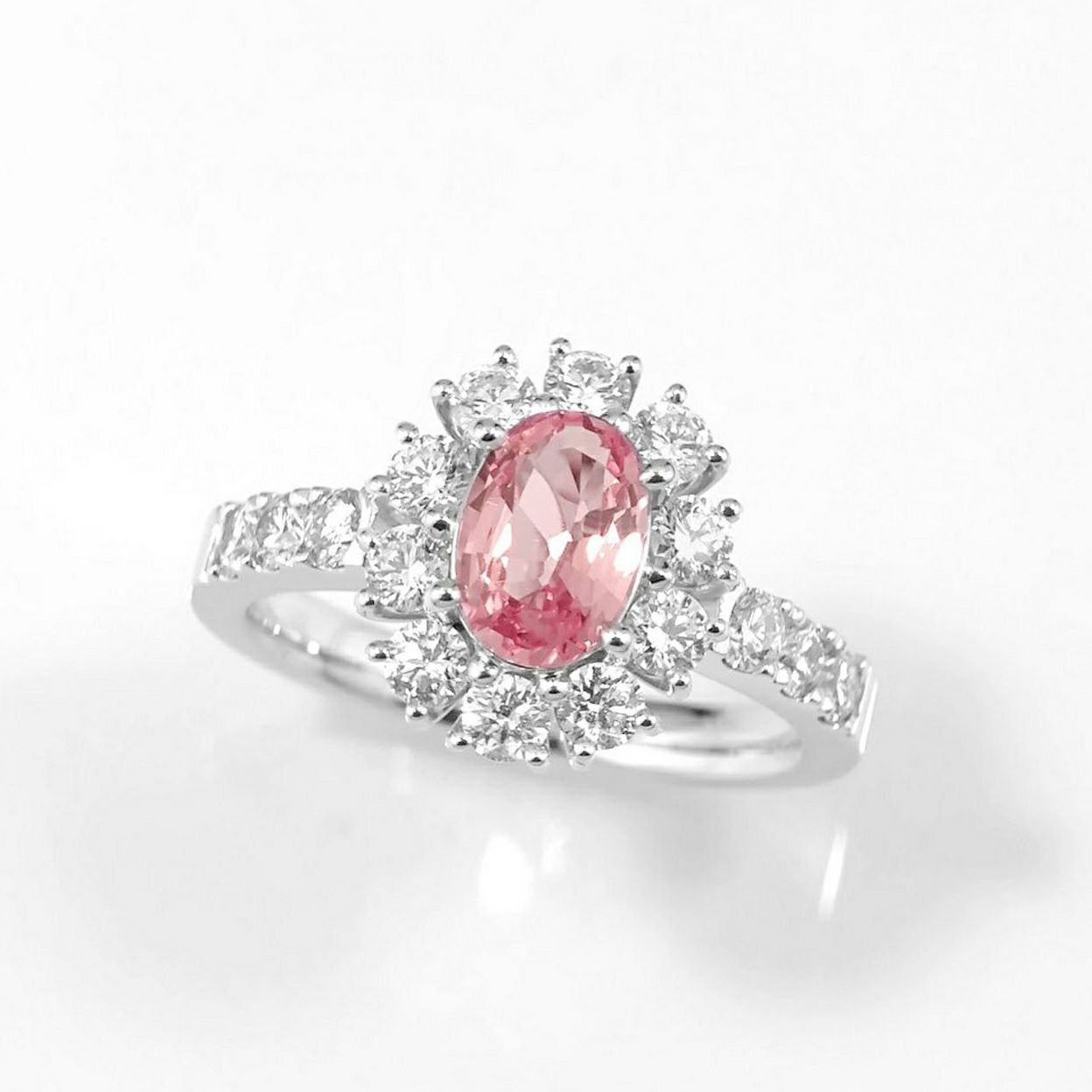 非加熱パパラチャサファイア1.11ctプラチナリングダイヤ0.93ct付(GRS宝石鑑別書付)