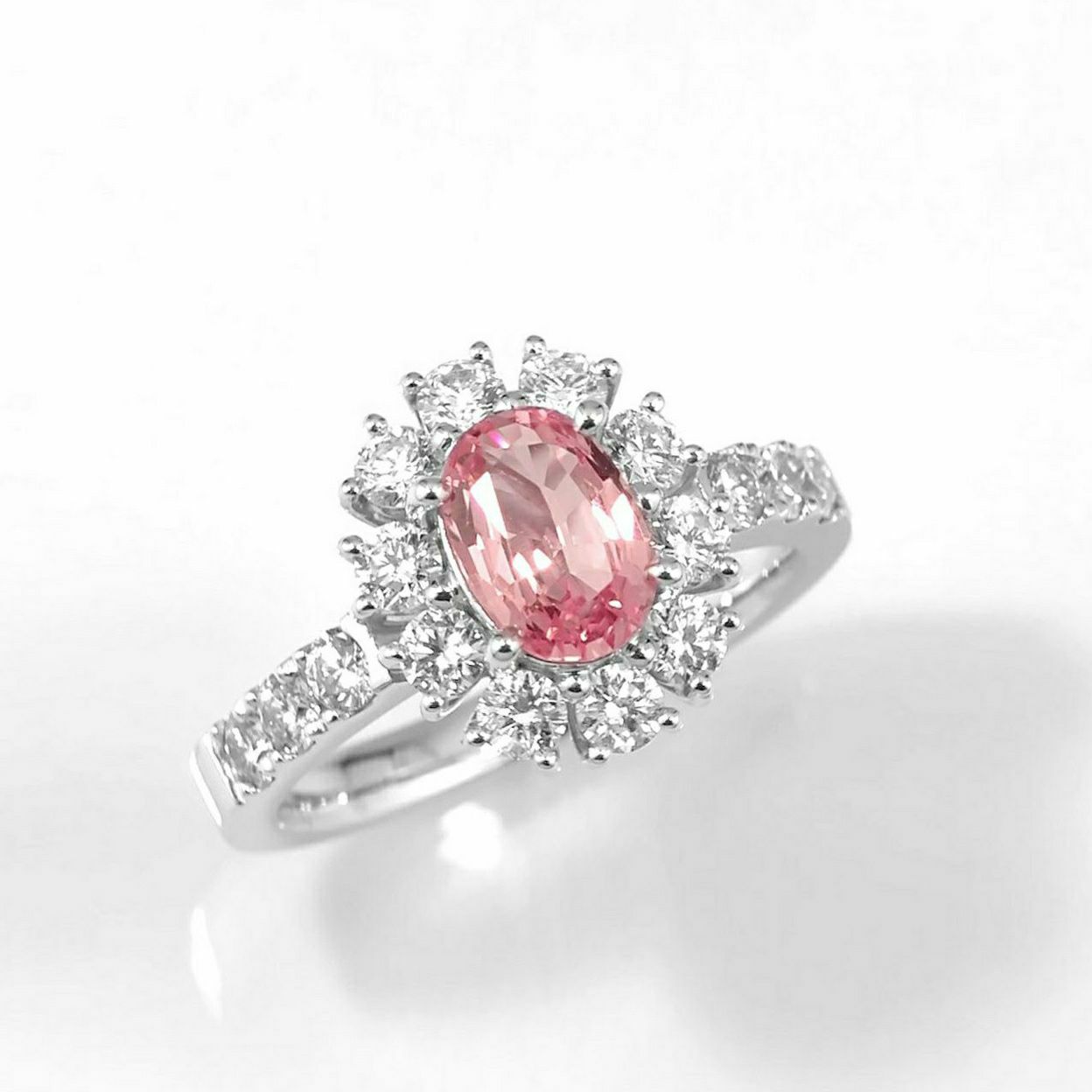 非加熱パパラチャサファイア1.11ctプラチナリングダイヤ0.93ct付(GRS宝石鑑別書付)