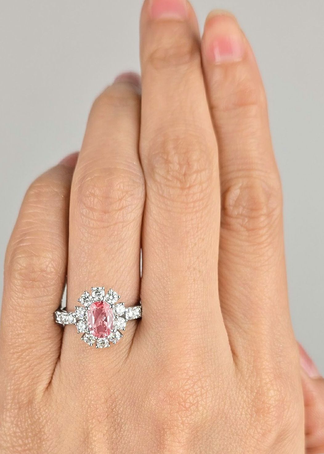 非加熱パパラチャサファイア1.11ctプラチナリングダイヤ0.93ct付(GRS宝石鑑別書付)