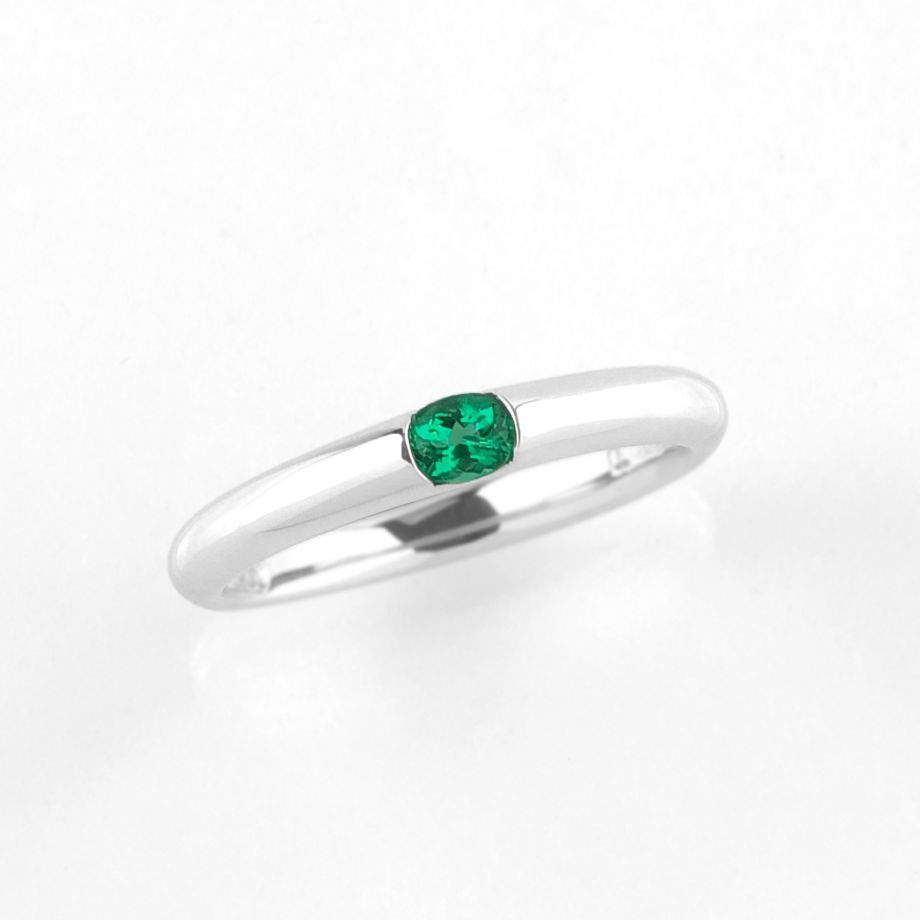 コロンビア産無処理エメラルド(ノンオイル)0.16ctプラチナリング(GIA宝石鑑別書付)