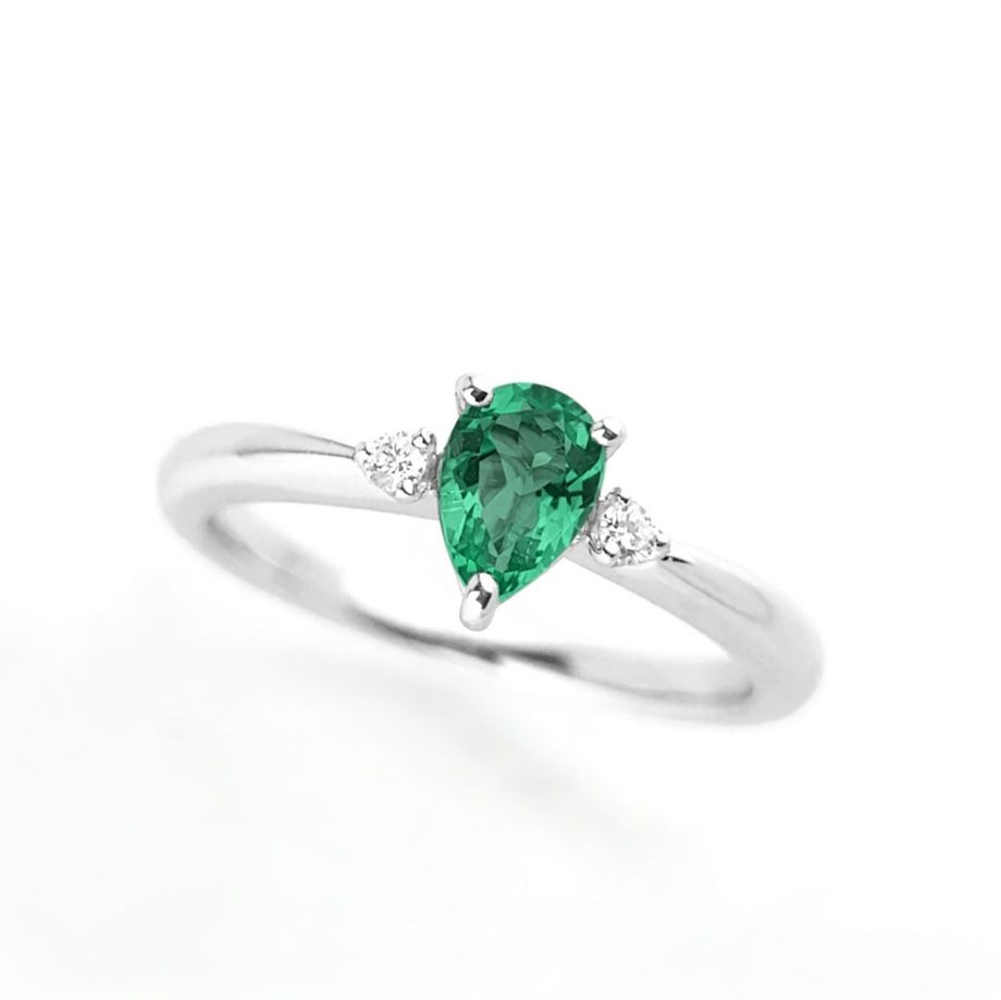 コロンビア産無処理エメラルド(ノンオイル)0.32ctプラチナリングダイヤ0.03ct付(GIA宝石鑑別書付)