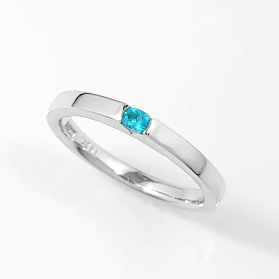 ブラジル産パライバトルマリン0.061ctプラチナリング (中央宝石研究所宝石鑑別書付)