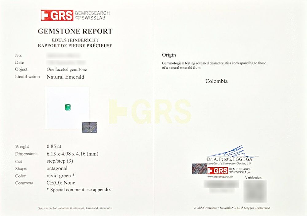 GRS宝石鑑別書