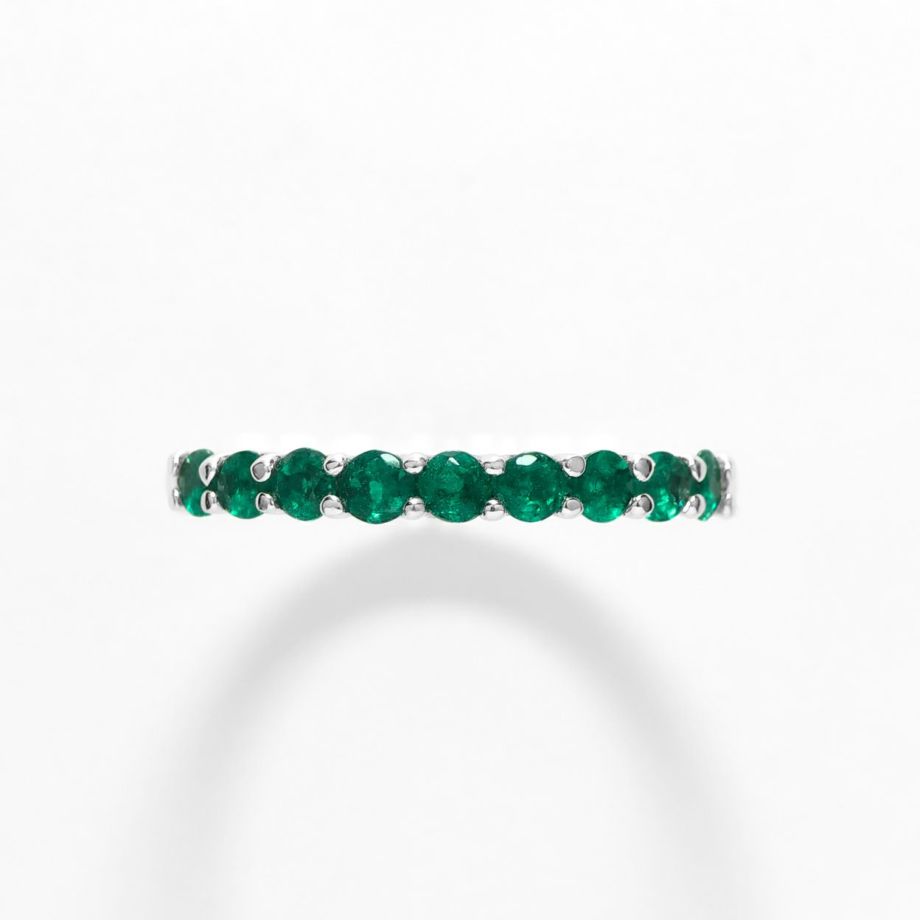 コロンビア産エメラルドハーフエタニティプラチナリング