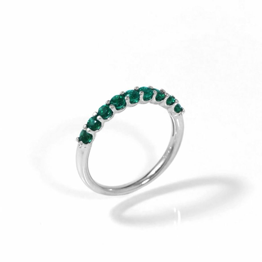 コロンビア産エメラルドハーフエタニティプラチナリング