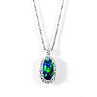 ブラックオパール1.78ctプラチナネックレスダイヤ0.76ct付(宝石