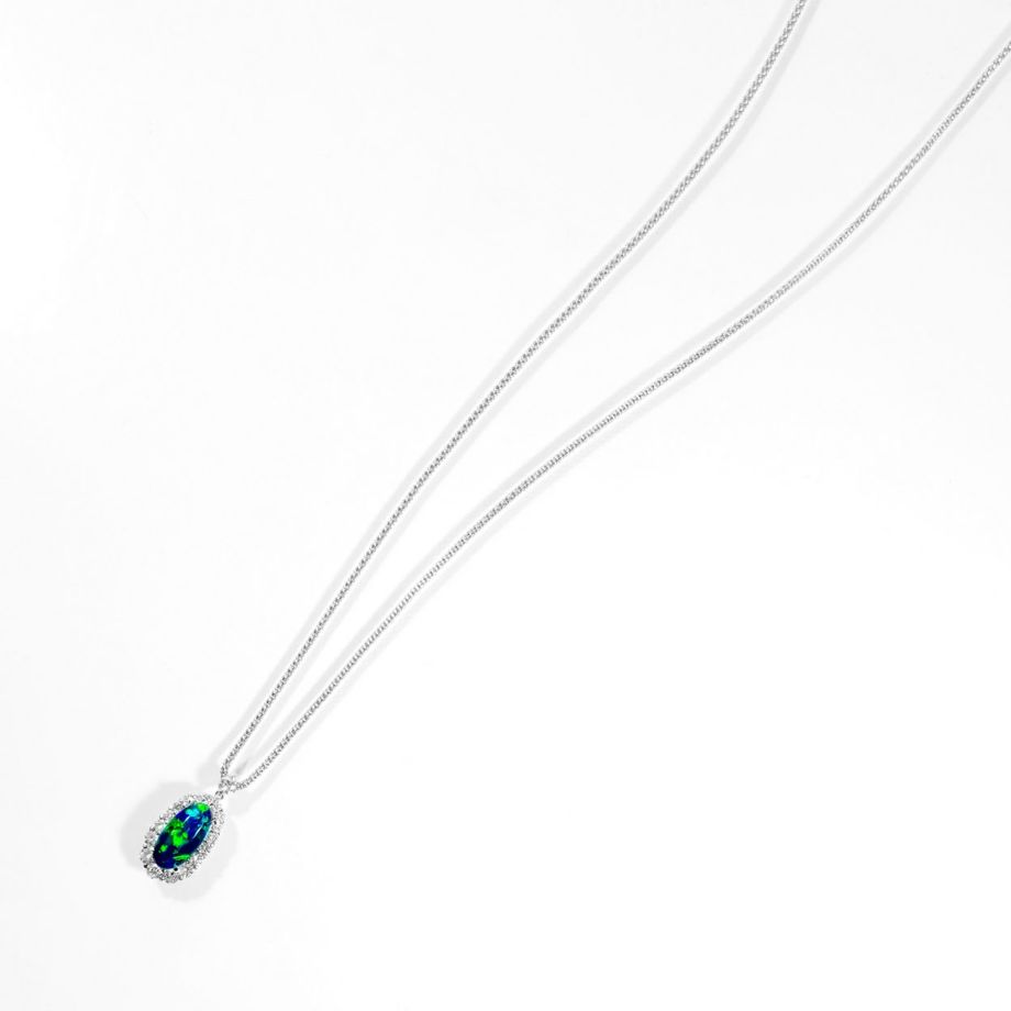 ブラックオパール1.78ctプラチナネックレスダイヤ0.76ct付(宝石鑑別書付)