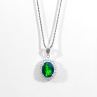 ネックレス オパール1.08ct ダイヤ0.52ct プラチナ 新品同様