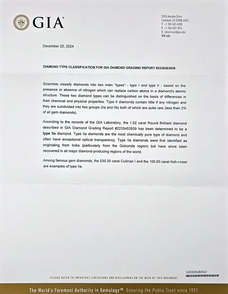 GIAダイヤモンド鑑定書