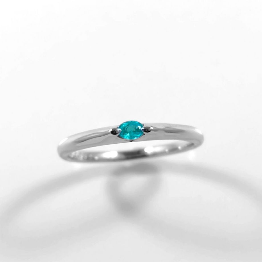 ブラジル産パライバトルマリン0.082ctプラチナリング(中央宝石研究所宝石鑑別書付)