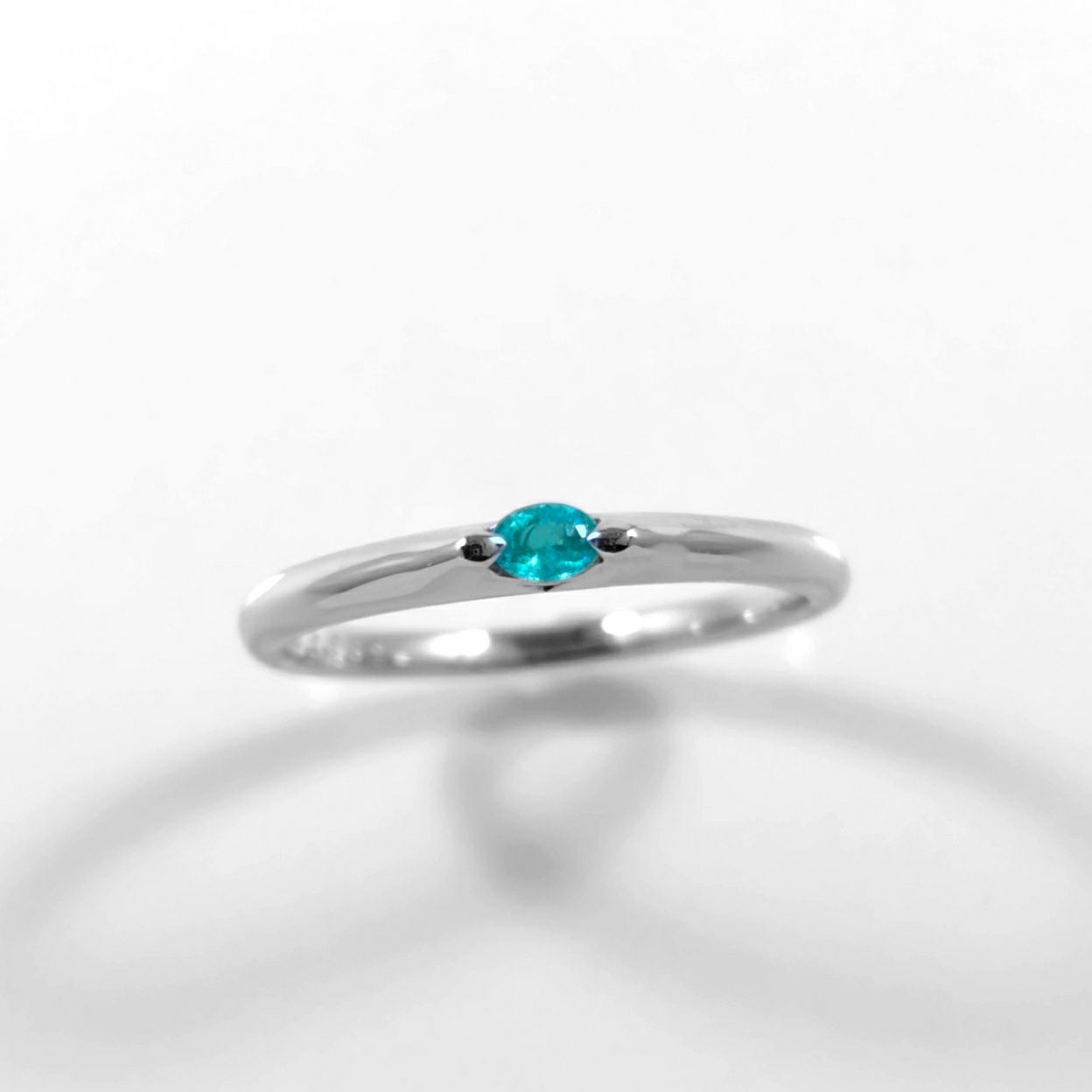 ブラジル産パライバトルマリン0.082ctプラチナリング(中央宝石研究所宝石鑑別書付)